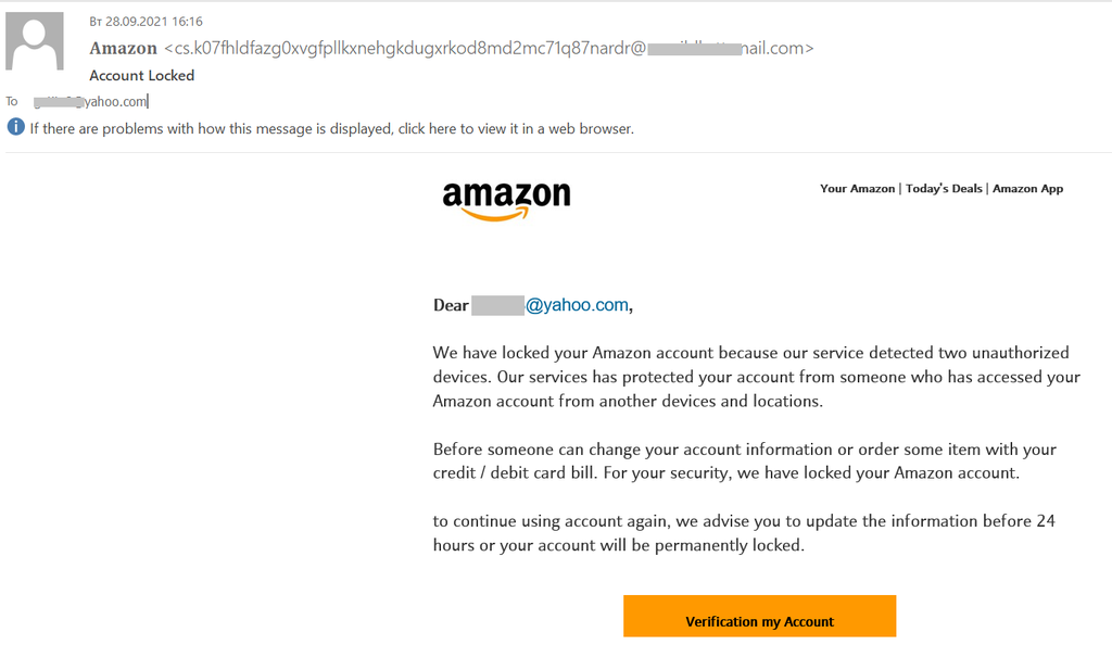 Amazon phishing email