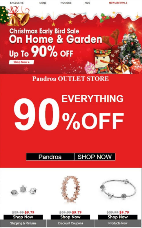 Jewelry phishing email